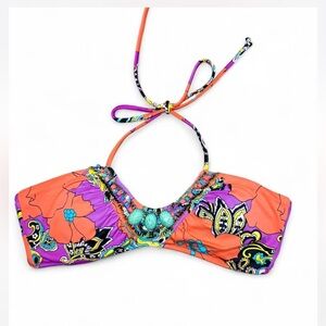 2010 Victoria's Secret Orange & Purple beaded Bikini Top